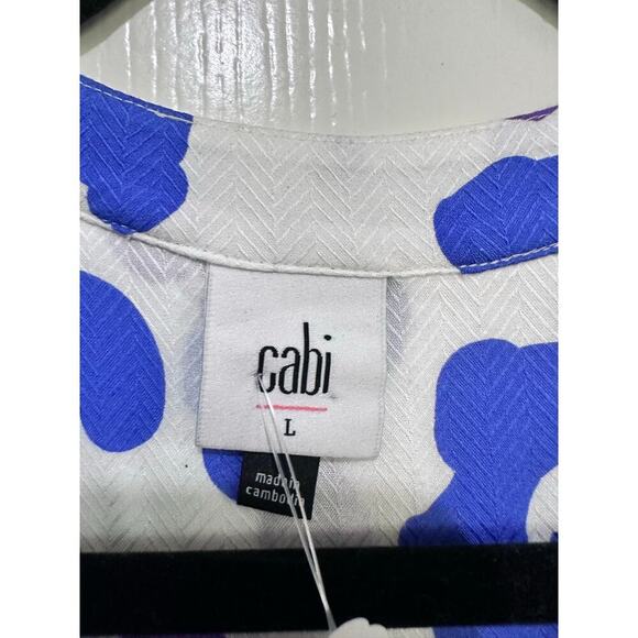 NWT CAbi #5896 Women's Multicolor Floral Short Sleeve Blouse Top Size Large - Picture 4 of 4